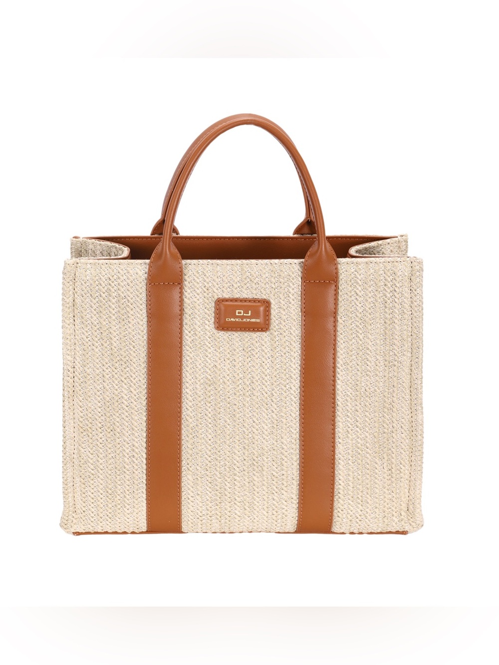 David Jones Square Woven Tote Handbag